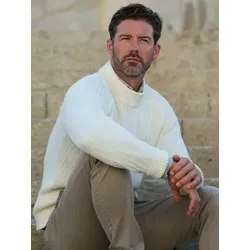 emilio adani Herren Pullover mit Stehkragen Weiß regular uni Stehkragen - M