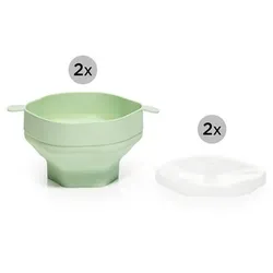 COOK'S ESSENTIALS Silikonbehälter mit Deckel für Popcorn faltbares 2tlg. Set