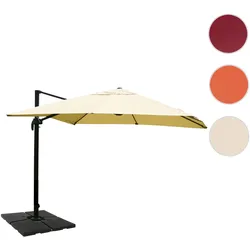 Gastronomie-Ampelschirm HWC-A96, 3x4m (Ø5m) Polyester Alu/Stahl 26kg ~ creme mit Ständer