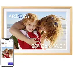 Arzopa Cornice Fotografica Digitale D14 (14", 1920 x 1200 Pixel), Digitaler Bilderrahmen, Gold