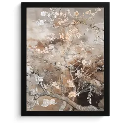 POSTER MIT RAHMEN Mandelblüte - Kunst - Van Gogh - Beige - Abstrakt Bilderrahmen 30x40 cm