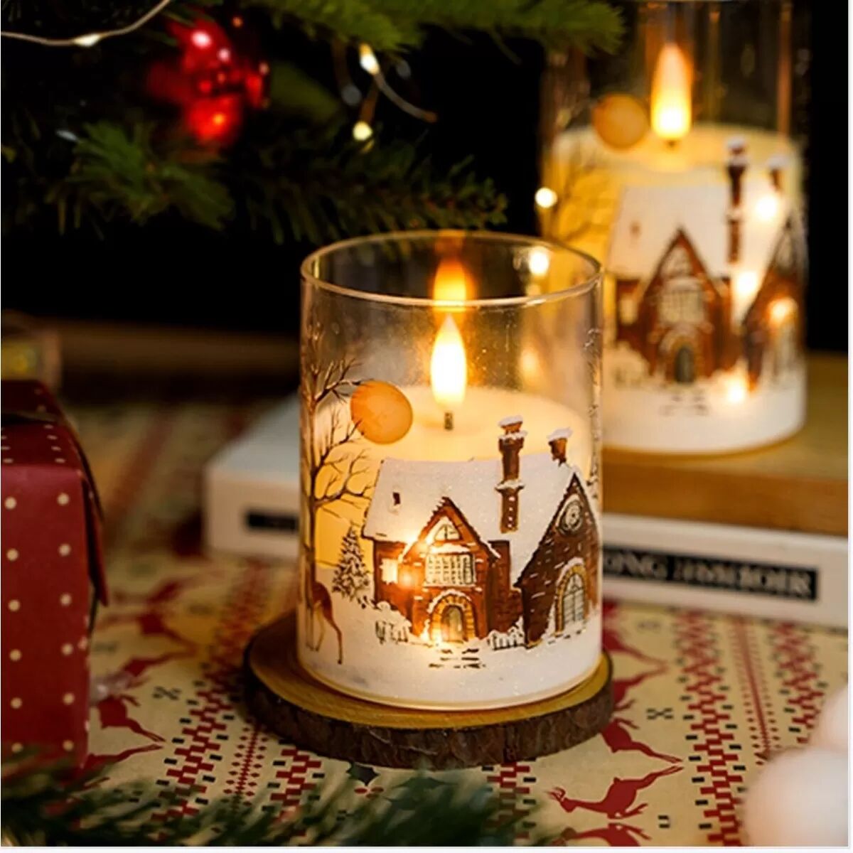 INF Schneemann Rentier LED Kerzen - Weihnachtliche Atmosphäre, Batteriebetrieben