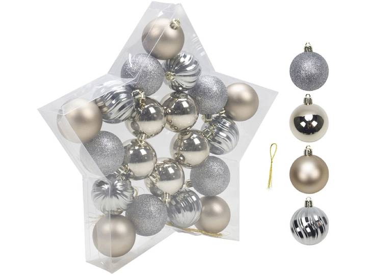 Set 20 Weihnachtskugeln MERRY goldfarben