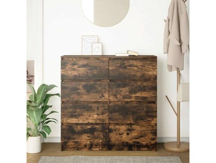 KTHLBRH Anrichte Eiche Rauch 100 x 35 x 99 cm Technisches Holz Großer Raum, robuste Platte, einfache Reinigung, für Wohnzimmer, Küche, Eingangsbereich