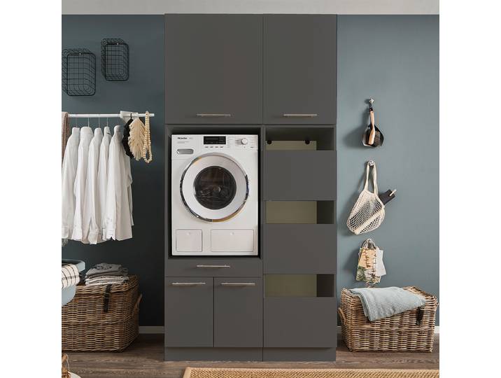 Hauswirtschaftsraum Set P 118cm Grau/Anthrazit