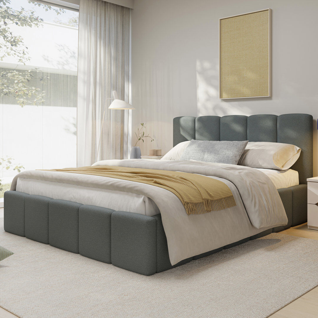 17 Stories Taniaya Upholstered Bed Grey Double (4'6)