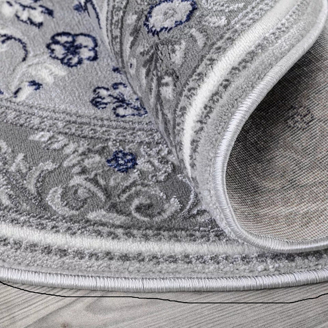 Lark Manor Oriental Area Rug Blue Round 120 cm