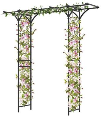 Costway 6.8 Feet Garden Arbor with Trellises for Climbing Plant Vine Rose