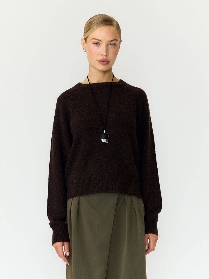 YAS Pullover in Dunkelbraun - XL