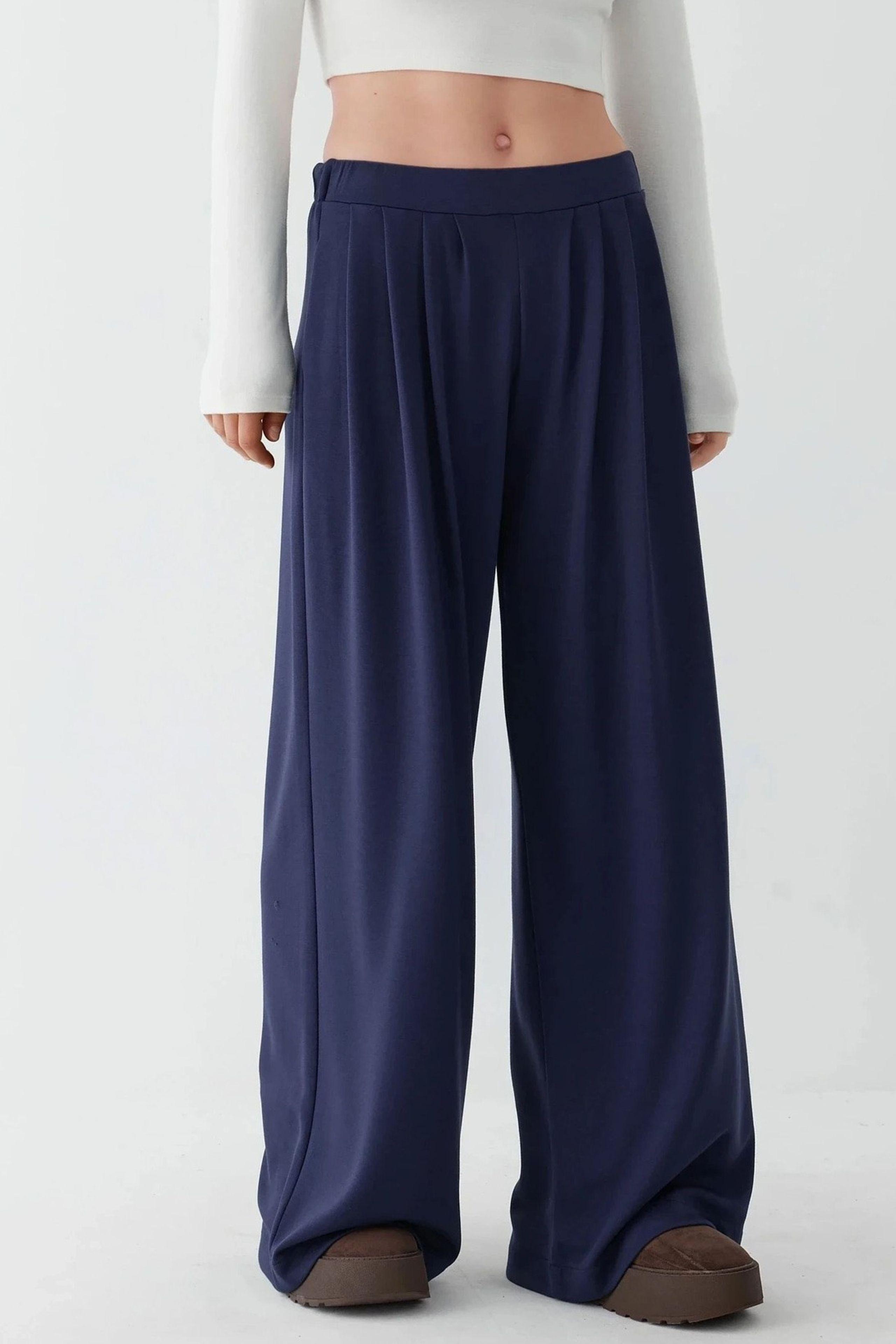 Weiche Touch Plissierte Weite Hose