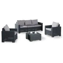 BEST 4-tlg. Lounge Gruppe Mombasa graphit/hellgrau