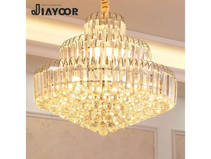 Lustre en cristal européen Led décoration de la maison salon salle à manger chambre escalier couloir Villa luminaires