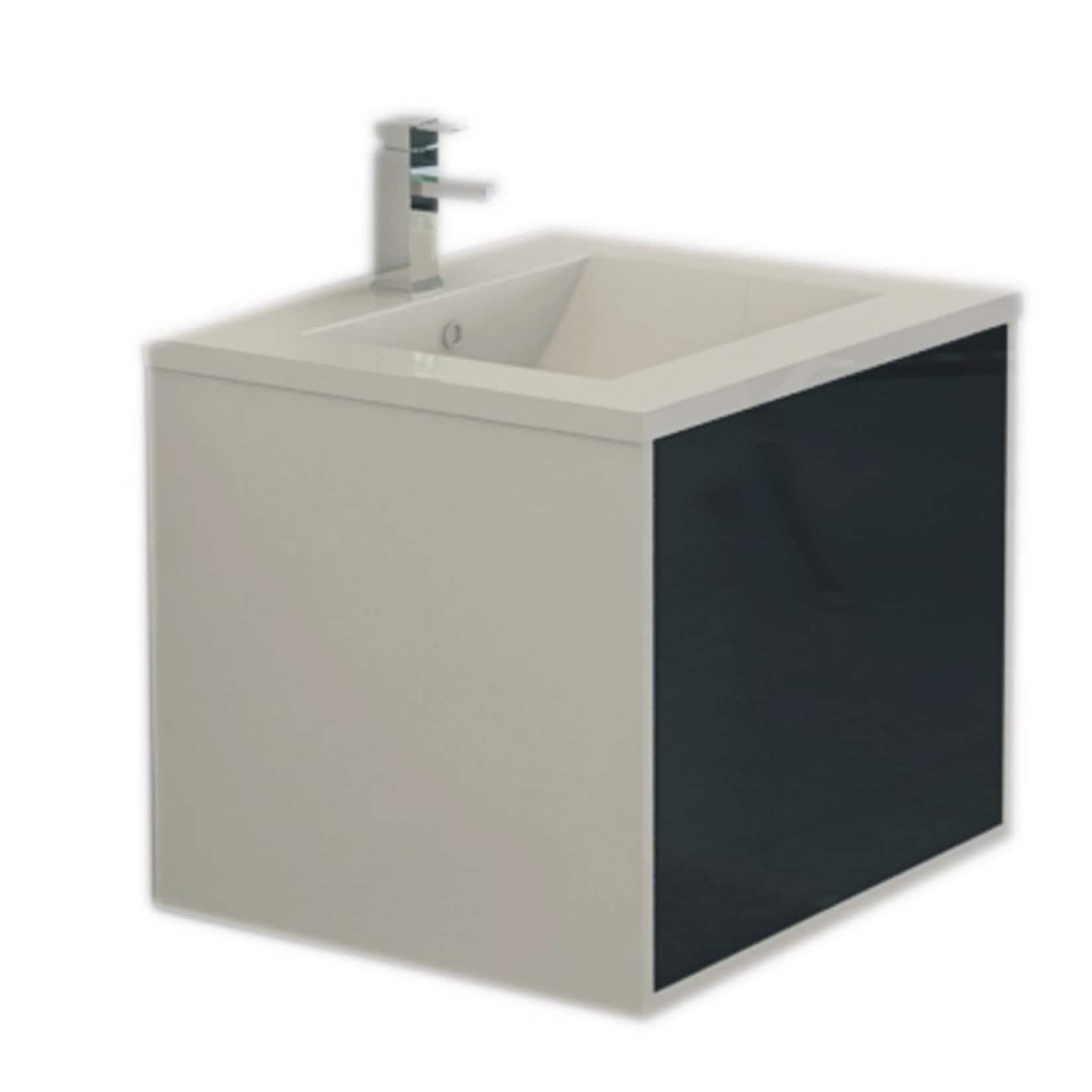 Badset LINZ Waschbecken schwarz Badmoebelset 60 cm Jet-Line Push Open Badmöbel Badausstattung Bad
