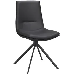 Stuhl Lowell 2er Set aus Leder, modern mit Drehgestell, schwarz, gepolstert für Dein Zuhause