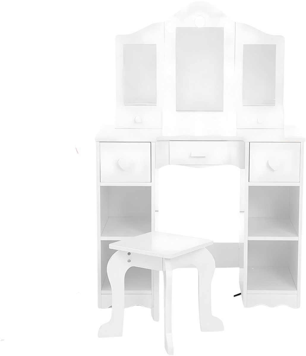 Happiq Kinderkaptafel met Spiegel en Stoel - Wit