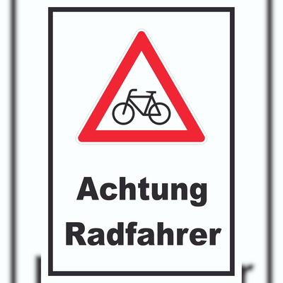 HB-Druck Achtung Radfahrer Fahrräder Schild A1 Rückseite selbstklebend
