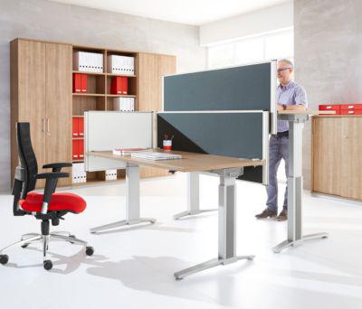 Hinter-Tischtrennwand Schallschutz System 40, höhenverstellbar, B 800-1800 x H 600 mm, grau