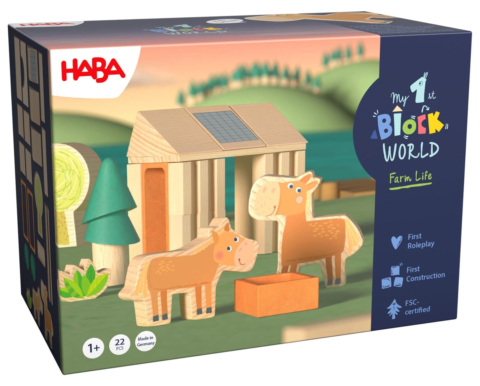 HABA Mijn Eerste Bouwwereld Ponyboerderij Paula Bouwset voor kinderen vanaf 1 jaar