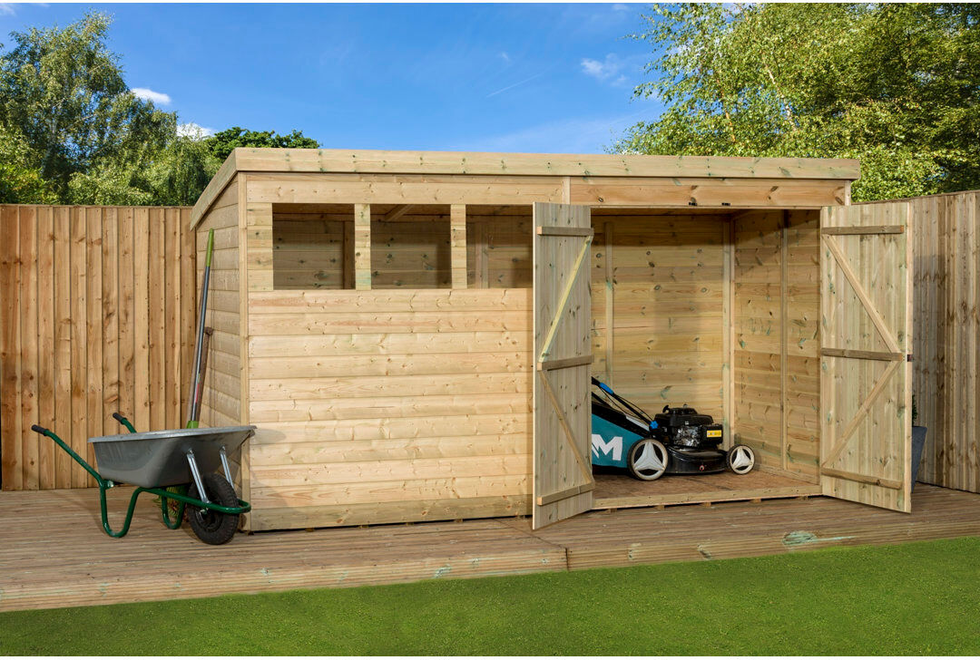 Empire Sheds Ltd Shiplap Pent Wooden Shed Natural 12ft. W x 5ft. D
