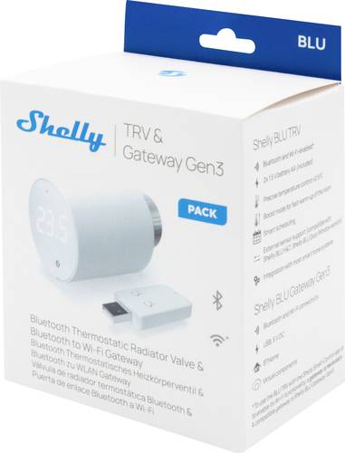 Shelly BLU TRV Heizkörperthermostat Einzelpackung Gateway, Heizkörperthermostat Bluetooth Low Energy, Wi-Fi