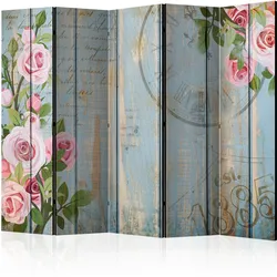 Paravent Vintage Garden II Pink/Pastellblau
