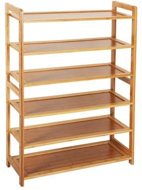 karlinc 6-Tier Wood Shoe Shelf Storage Organizer Free Standing Shoe Rack Shelves