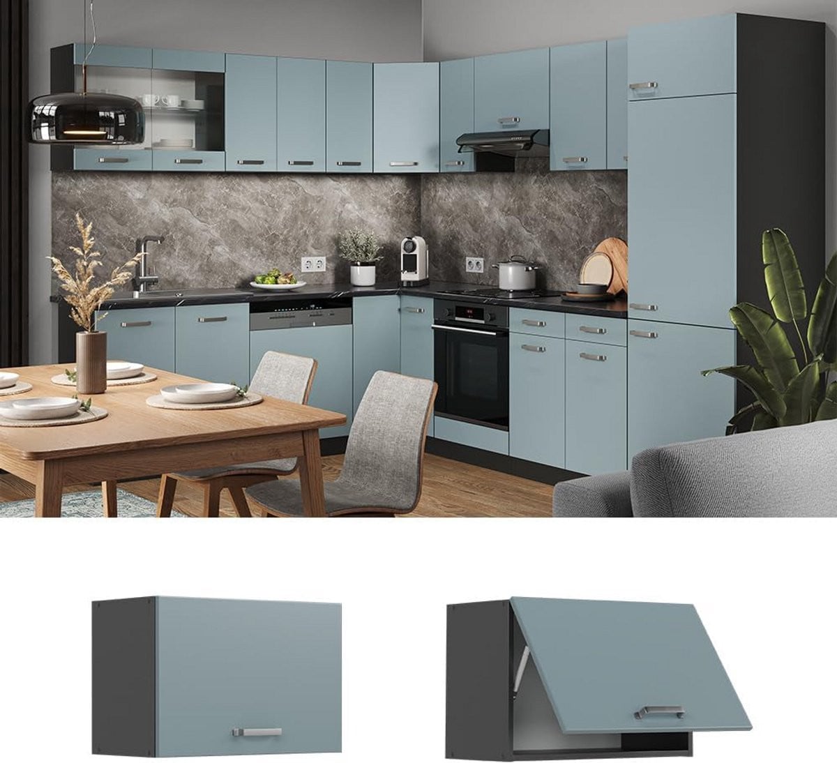 Moderne Wandkast voor de Keuken met Houtlook