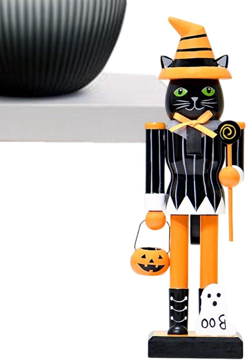 Handbeschilderd houten figuur voor Halloween decoratie, multicolor, Hoogte: 27 cm