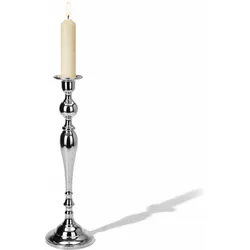 Mojawo, Kerzenständer, XL Dekorativer und schwerer Kerzenleuchter Metall Silber 48cm Mod2