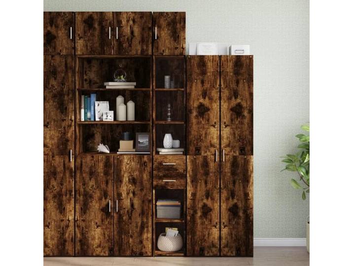 NEW 2026  Haut Armoire Classique Armoire de rangement pour salon mince chêne fumé 30x42 5x225 cm L4149