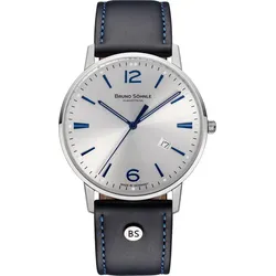 Bruno Söhnle Stuttgart III Big 17-13175-243 Sonderangebot - silberfarben mit applizierten blauen Indizes,blau,silberfarben mit Sonnenschliff - 42mm