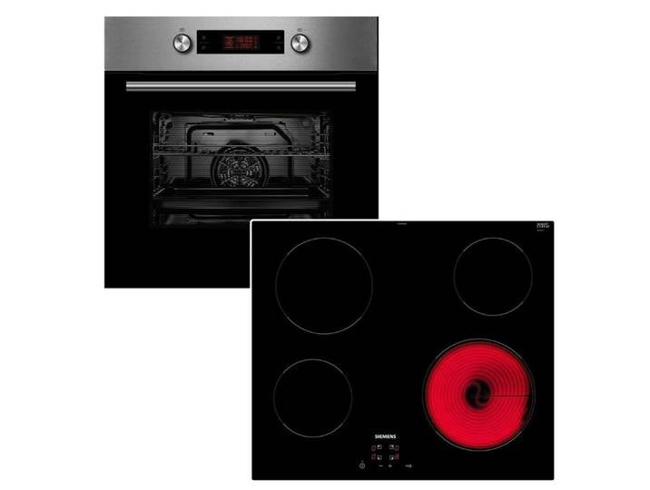 Midea Backofen-Set Backofen Pyrolyse Teleskopauszug + Siemens Glaskeramik Kochfeld 60 cm, mit 1-fach Teilauszug, Pyrolyse-Selbstreinigung