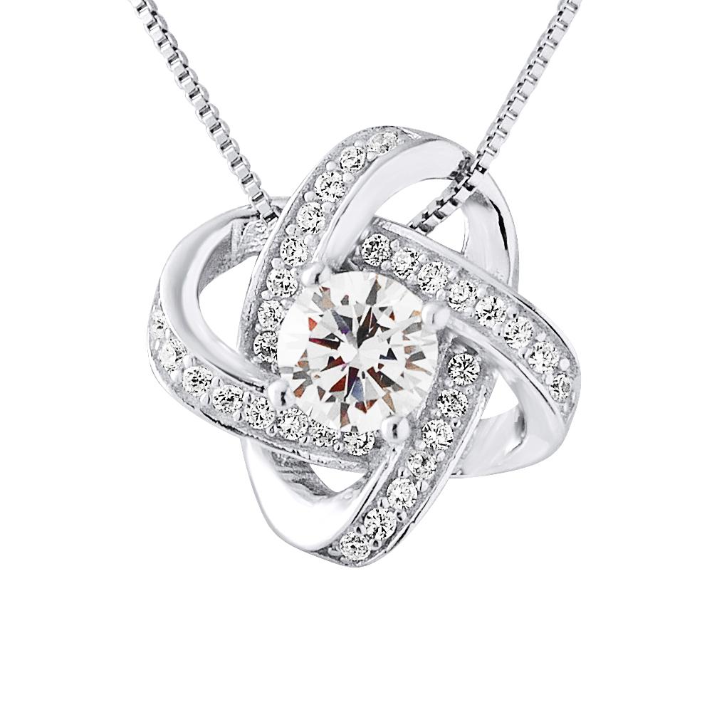 Solitaire hanger zirkoniumoxide knooppunt 925 zilveren sieraden geleverd met aangeboden ketting