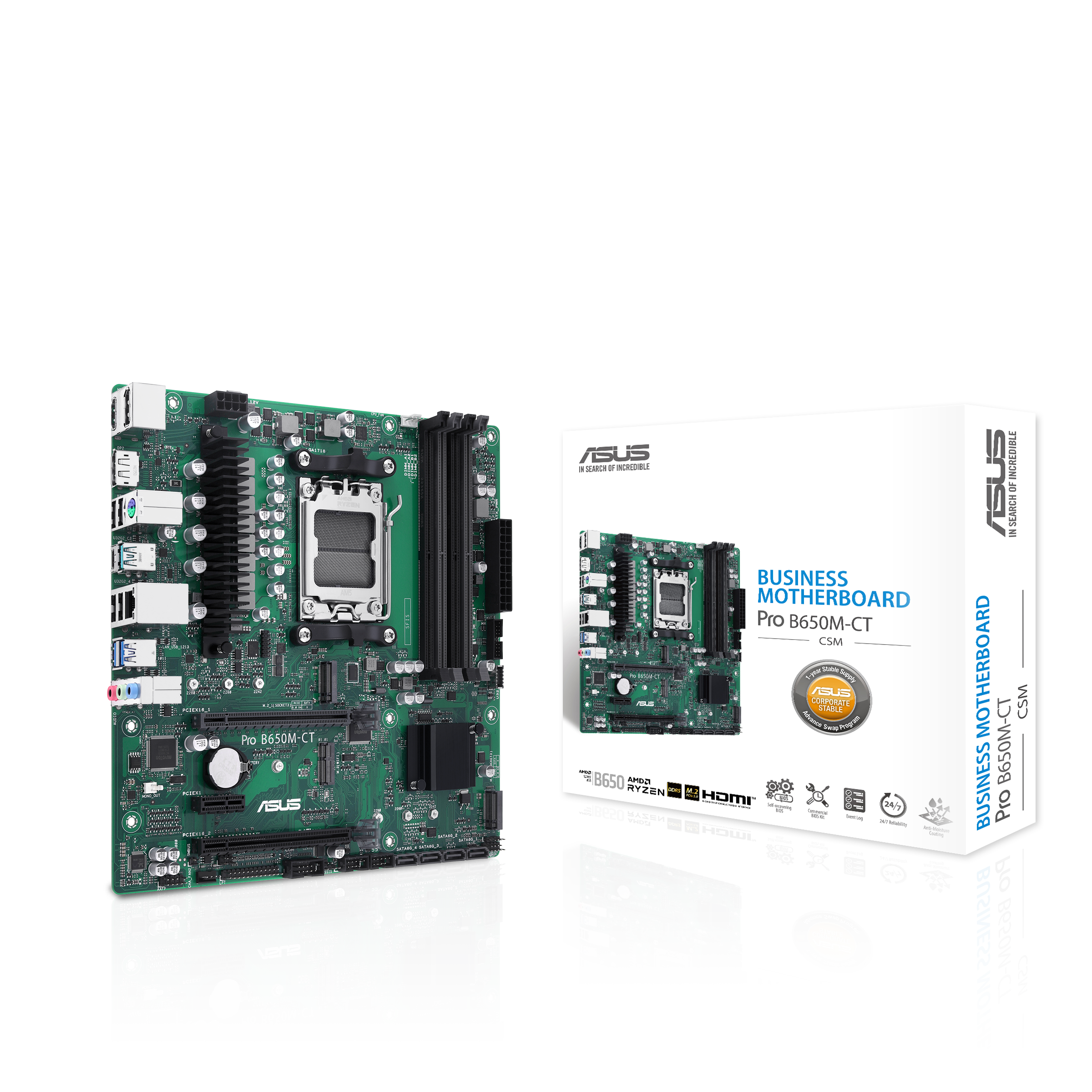 ASUS Pro B650M-CT-CSM mATX Mainboard Sockel AM5 M.2/USB3.2 Typ C/HDMI/DP 90MB1EC0-M0EAYC