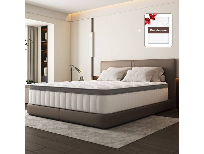 Matelas Hiazurm 140x200, matelas à ressorts ensachés, matelas à ressorts 7 zones, dureté moyenne, plus stable et respirant