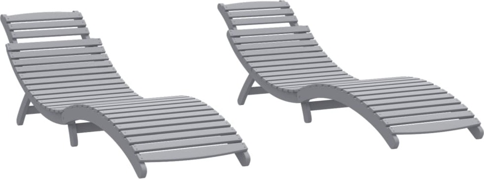 Sonnenliegen 2 Stk. Grau 184x55x64 cm Massivholz Akazie