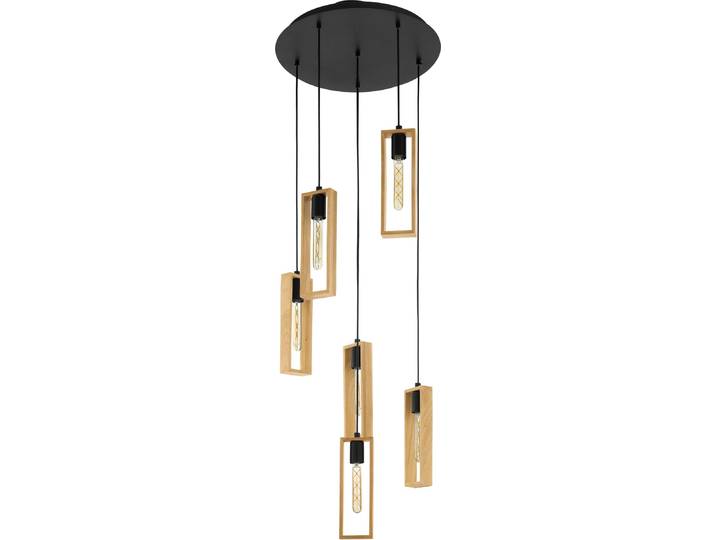 EGLO LITTLETON\, Raccord flexible\, Noir\, Marron\, Bois\, Acier\, Bois\, Bois\, Rectangulaire
