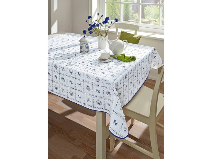 Wachstuch-Tischdecke in pflegeleichter Qualität, Blau-Weiss, Größe 130 (Tischdecke, 130x160 cm)