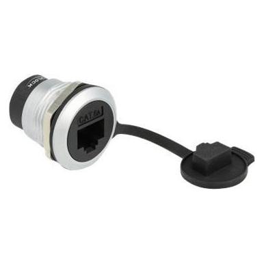 Delock RJ45 Cat.6A Einbaubuchse mit Staubschutzkappe (Netzwerk Kupplung) (86968)
