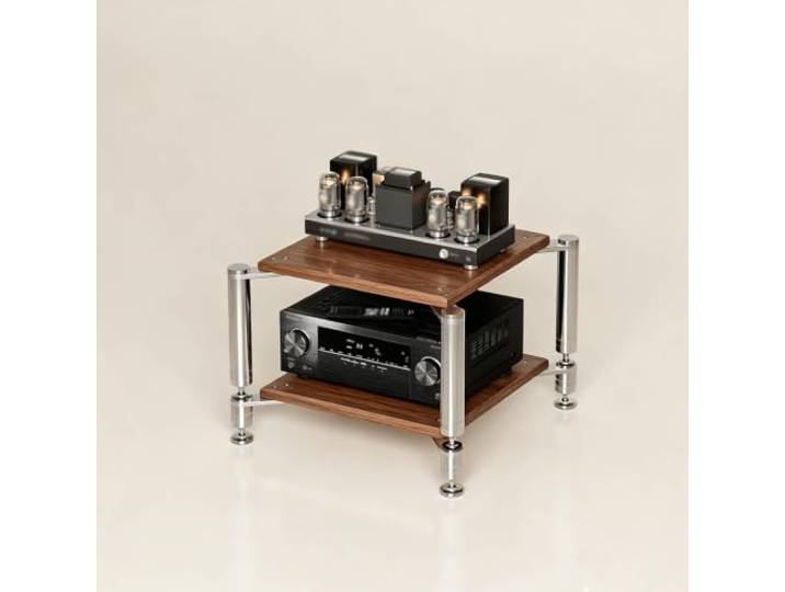 YHTCSXMD HiFi Rack, Audio Rack, 1–4 Ebenen mit dicken Holzablagen Modulares Design mit Entkopplungsspitzen für Verstärker und HiFi-Geräte, ideal für Medienbereiche und HiFi-Hörräume