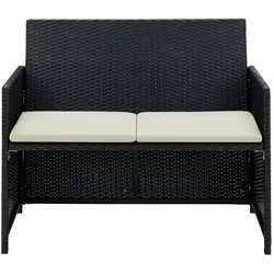 vidaXL 2-Sitzer-Gartensofa mit Polstern Schwarz Poly Rattan