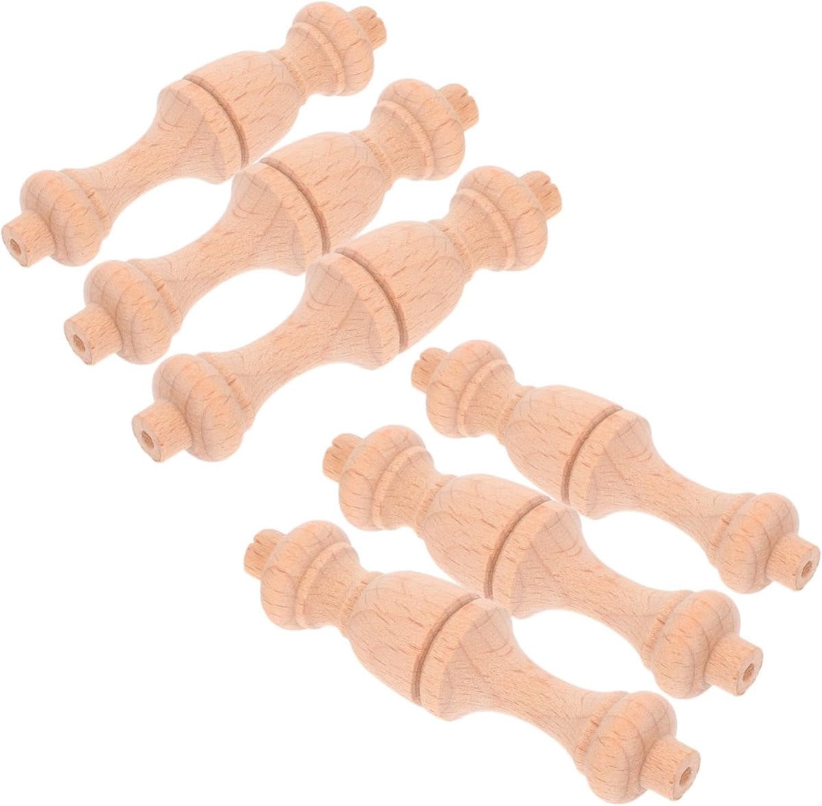 Set van 6 onbehandelde houten spindels in unieke kalebasvorm voor decoratie en meubelprojecten