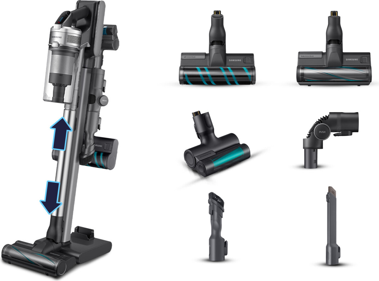 Samsung VS20R9046T3, 2-in-1-Stabstaubsauger, Staubbeutel, Titan, Trocken, HEPA, Multizyklonisch