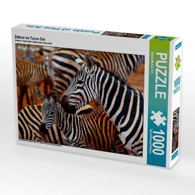 CALVENDO Puzzle Zebras im Tsavo Ost | 1000 Teile Lege-Größe 64x48cm Foto-Puzzle für glückliche Stunden