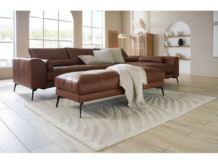 Polsterhocker 163 x 46 x 62cm Braun Echtleder Arelia: Muskat