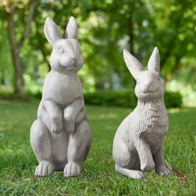 Glitzhome MGO Standing Rabbit Garden Yard Statue Summer Bunny Figurines