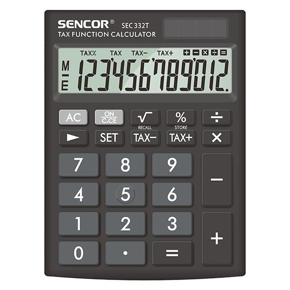 Sencor calculator SEC 332 T calculator, black, desktop, 12 seats, dual power supply (Batteriebetrieb) (SEC 332)