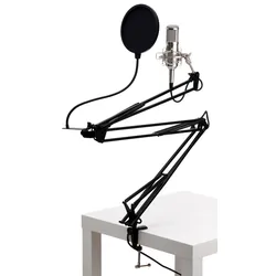Pronomic CM-100S Radioshow Bundle inkl. Popschutz schwarz &  Mikrofonarm