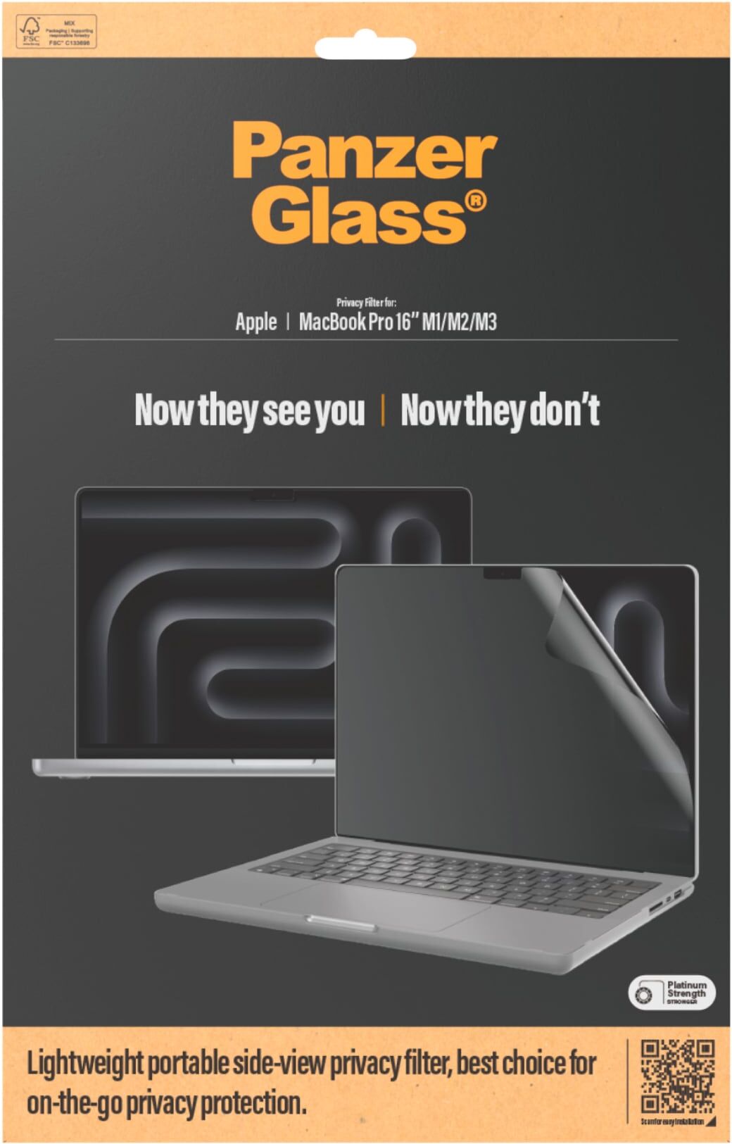 CARE BY PANZERGLASS Displayschutzfolie "Privacy Filter Screen Protector", transparent, B:26cm H:0,3cm T:40,6mm, Displayfolien, Displayschutzglas, Schutzfolie, Bildschirmschutz, kratz- & stoßfest, Displayschutzfolie