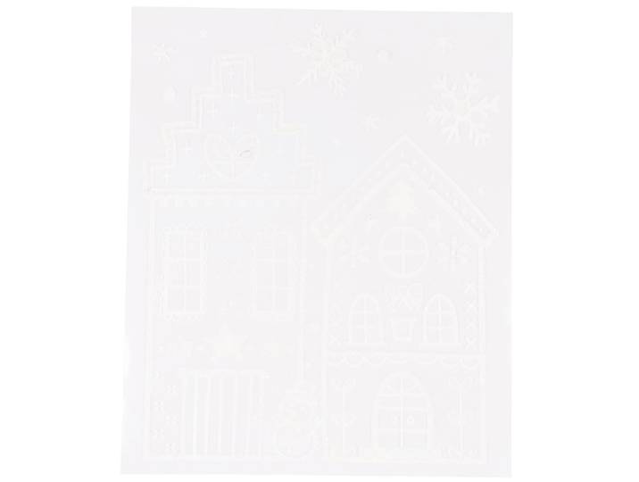 Weihnachtsdeko Fensteraufkleber mit Haus- und Tannenbaum-Motiv, weiß, 2er Set